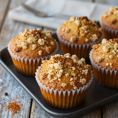 Pumpkin Spice Muffins with Crumbly Topping - Food - AI generated image