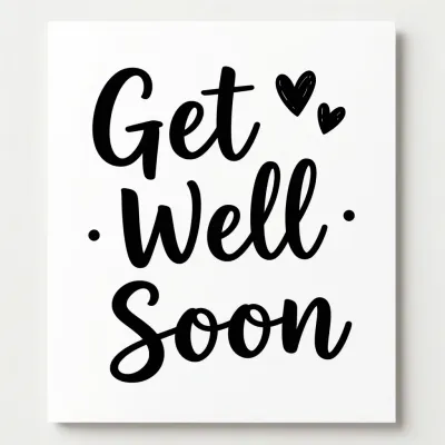 Get Well Soon Card with Black Hearts - Greeting Card - AI generated image