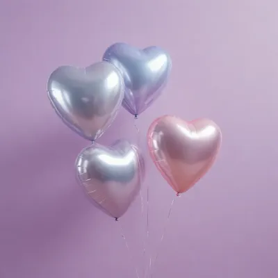 Holographic Heart Balloons Floating Lavender - Event - AI generated image