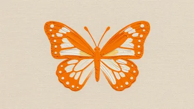 Orange Butterfly with White Spots on Canvas - Butterfly - AI generated image
