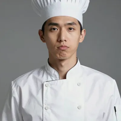 Chef in White Uniform Frowning - People - AI generated image