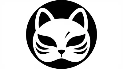 Fox Face Simplified Black and White - Animals - AI generated image