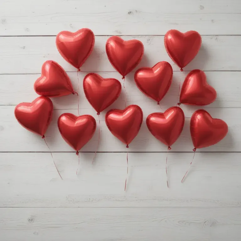 Red Heart-Shaped Balloons on Rustic Wood - Balloon - AI generated image