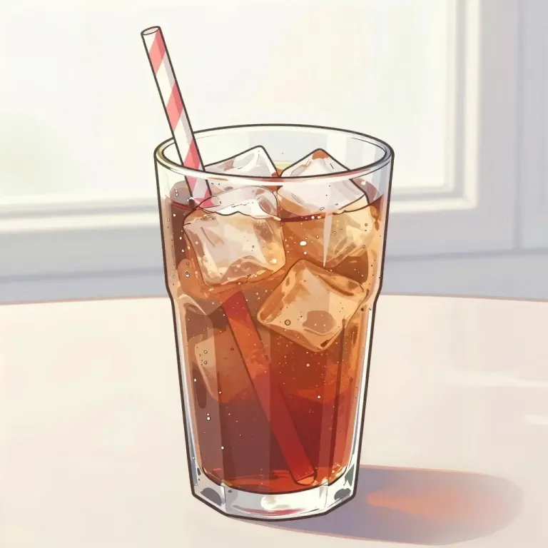 Glass of Iced Cherry Soda with Ice Cubes - Beverages - AI generated image