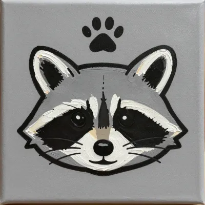 Raccoon Face with Paw Print - Animal - AI generated image