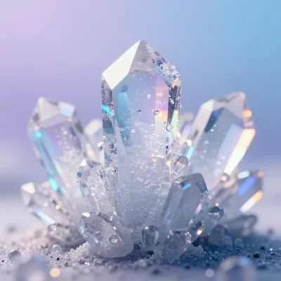 Iridescent Ice Crystals Reflecting Soft Light - Crystals - AI generated image