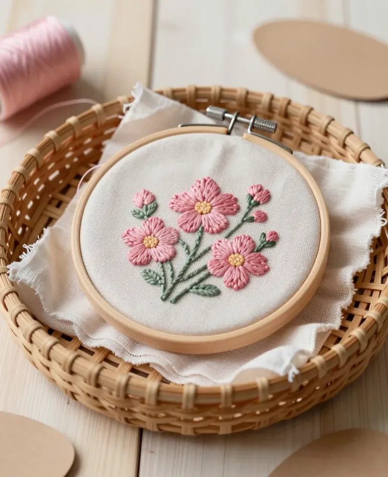 Embroidered Hoop with Floral Design - Crafts - AI generated image