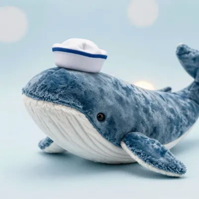 Sailor's Hat Adorned Plush Whale - Plush Toys - AI generated image