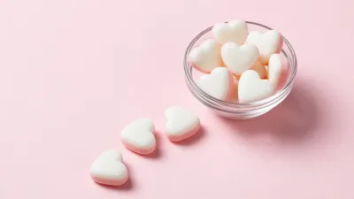 Heart-Shaped Mints in Glass Bowl - Food - AI generated image