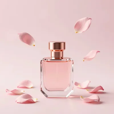 Crystal Perfume Bottle with Rose Gold Cap - Beauty - AI generated image