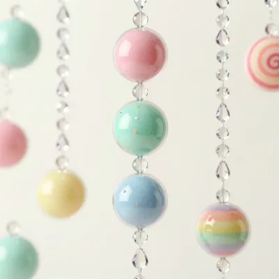 Candy Glass Baubles Reflective Pastel Close-Up - Decor - AI generated image