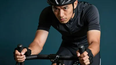 Cyclist Leaning Forward on Handlebars - Sports - AI generated image