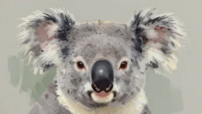 Koala Softly Gazing with Fluffy Fur - Wildlife - AI generated image