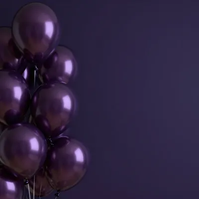 Royal Velvet Purple Balloons Clustered in Soft Light - Event - AI generated image