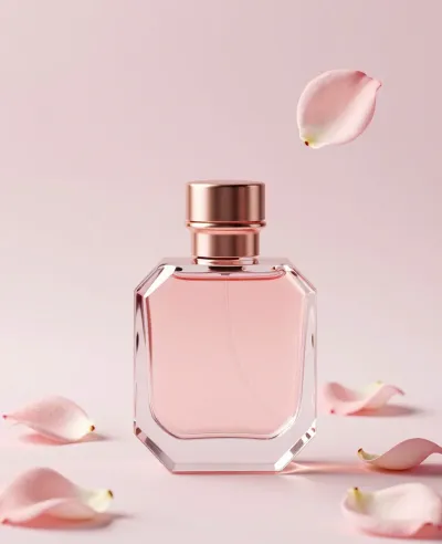 Crystal Perfume Bottle with Rose Gold Cap - Beauty - AI generated image