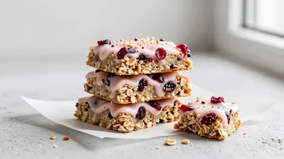 Cranberry-Oat Bars Stacked with Glossy Icing - Food - AI generated image
