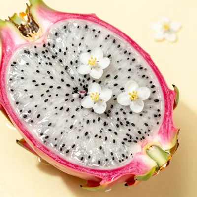 Dragonfruit Sliced with Floral Contrast - Fruit - AI generated image