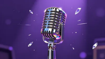 Vintage Microphone with Floating Crystals - Music - AI generated image