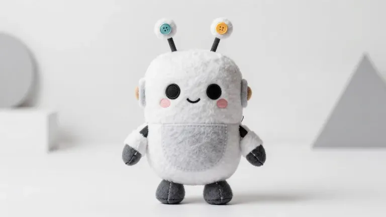 Plush Robot Toy with Button Antennae - Toys - AI generated image