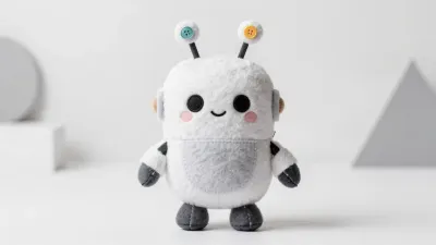 Plush Robot Toy with Button Antennae - Toys - AI generated image