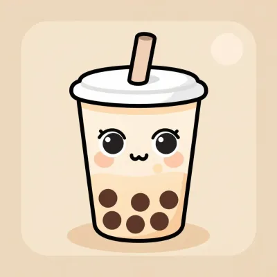 Anthropomorphic Bubble Tea Cup with Tapioca Pearls - Food - AI generated image