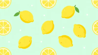Lemon Slices Tossed Mint Green Background - Food - AI generated image