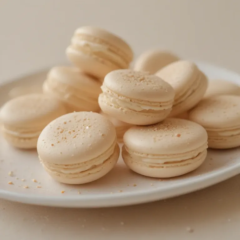 Champagne Macarons with Golden Dusting - Bakery - AI generated image