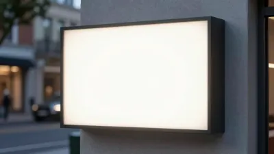 Rectangular Lightbox Glowing on Corner Wall - Lighting - AI generated image