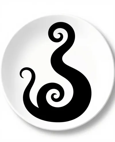 Black Tentacle on White Plate - Food - AI generated image