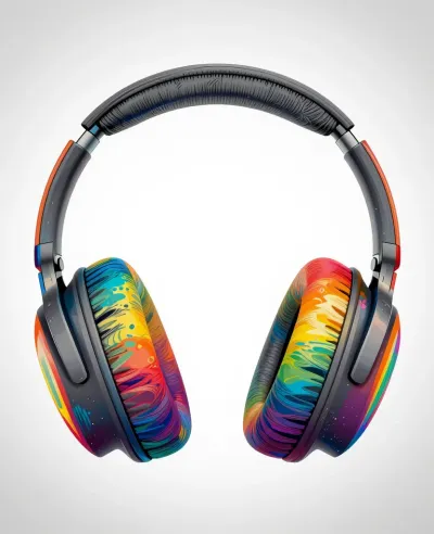 Color-Wave Headphones Glossy Finish - Electronics - AI generated image