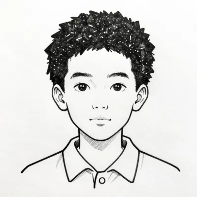 Spiky-Haired Afro-Boy Portrait - Portrait - AI generated image