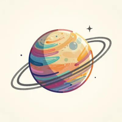 Painted Planet with Ring System - Space - AI generated image