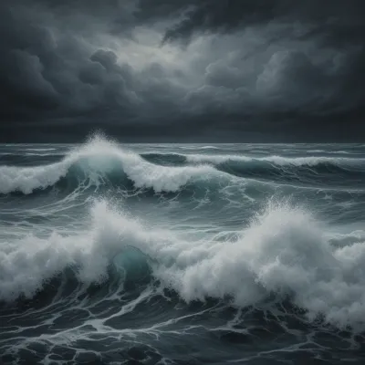 Crashing Waves in Turbulent Sea - Seascape - AI generated image
