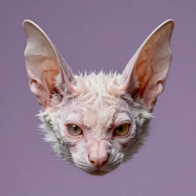 Albino Bat Face Close-Up - Animal - AI generated image
