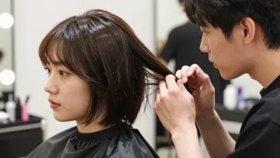 Stylist Working on Client's Hair in Salon - Hair - AI generated image