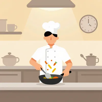 Chef Flipping Vegetables in Pan - Food - AI generated image