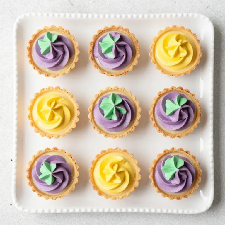 Mini Tartlets with Lavender and Yellow Fillings - Bakery - AI generated image