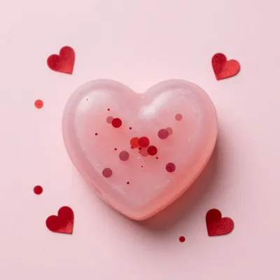 Heart-Shaped Soap with Red and Orange Speckles - Beauty - AI generated image