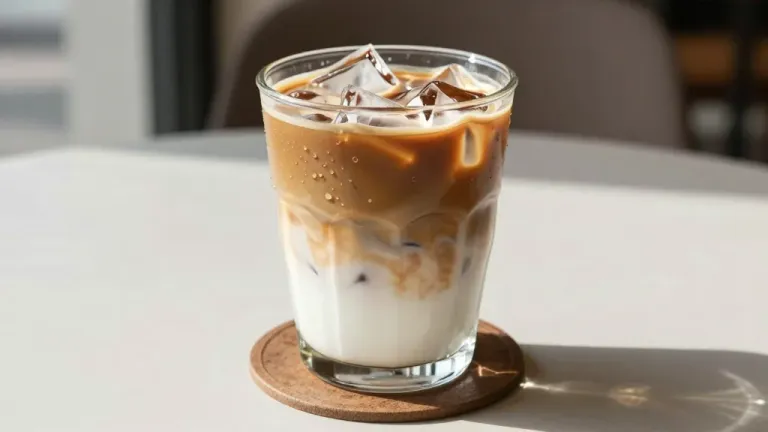 Iced Latte Glass with Ice Cubes - Food - AI generated image