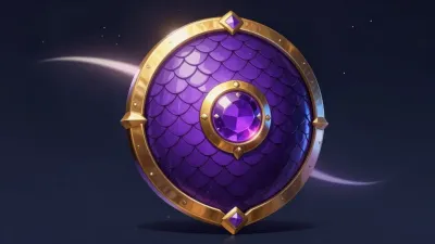 Glossy Purple Dragon-Scale Shield in Starry Night - Fantasy - AI generated image