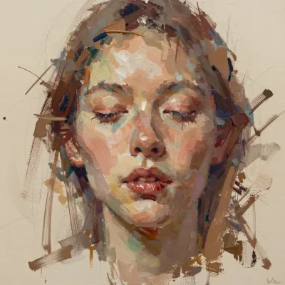 Smeared Brushstrokes Portrait Face - Art - AI generated image