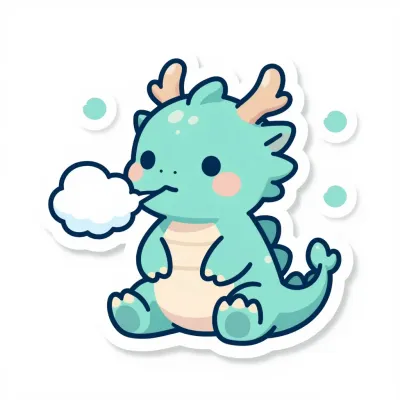 Fluffy Dragon Blowing Cloudy Breath - Fantasy - AI generated image