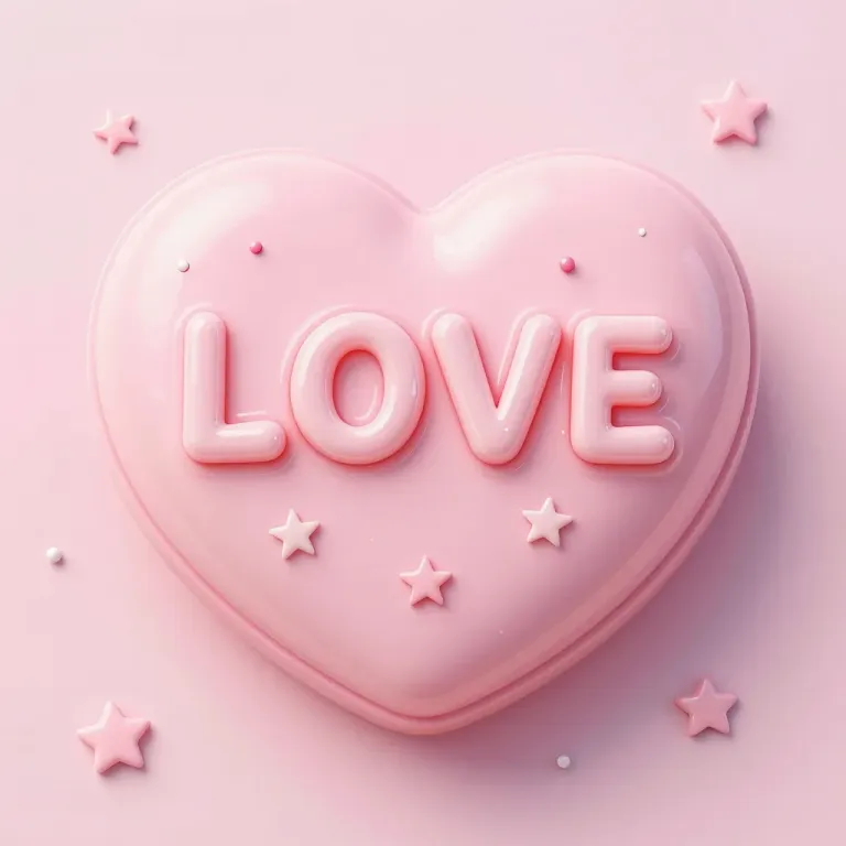Pink Heart-Shaped Candy Box with Raised Love Lettering - Food - AI generated image