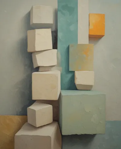 Stacked Blocks in Soft Lighting - Abstract - AI generated image