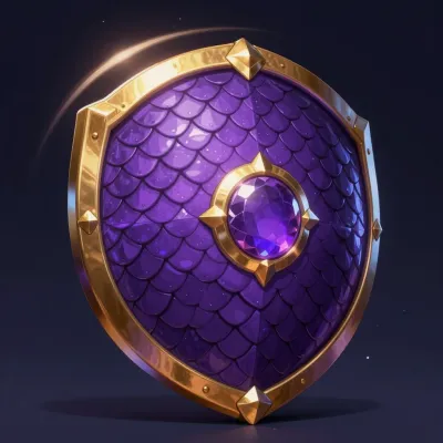Dragon-Scale Shield with Central Gemstone - Shield - AI generated image