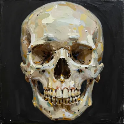 Patchwork Skull Study in Textured Paint - Art - AI generated image