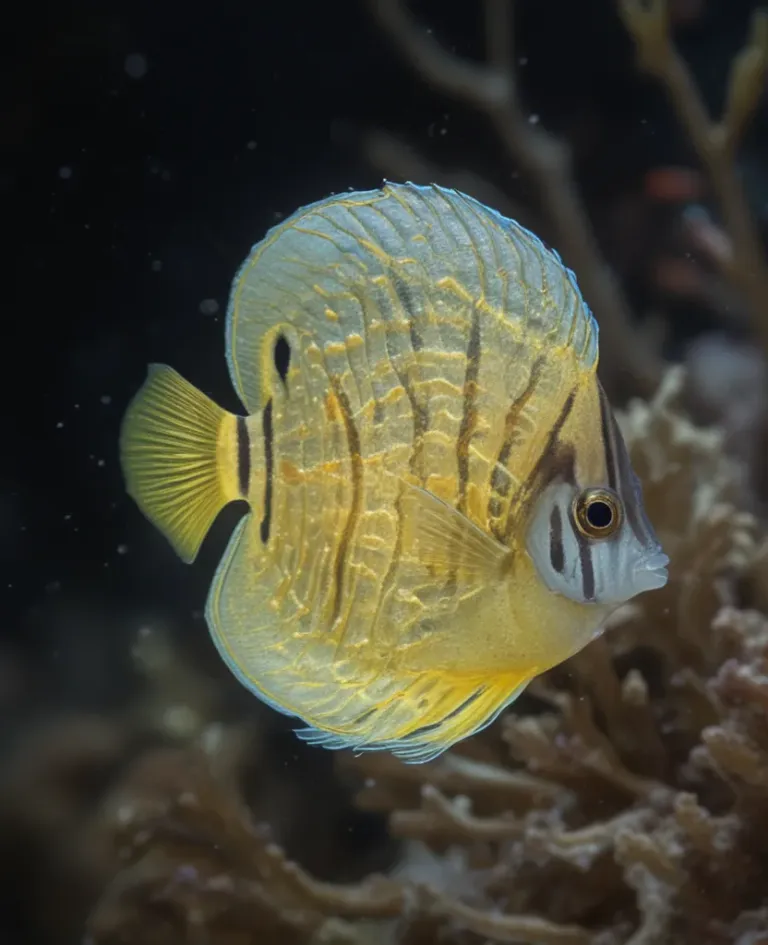 Glass Butterflyfish Translucent Among Corals - Marine Life - AI generated image