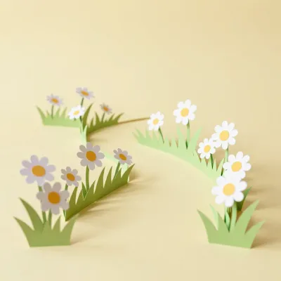 Paper Daisies Path Leading Through Soft Light - Flowers - AI generated image