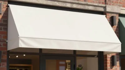 White Awning Over Storefront Entrance - Architecture - AI generated image