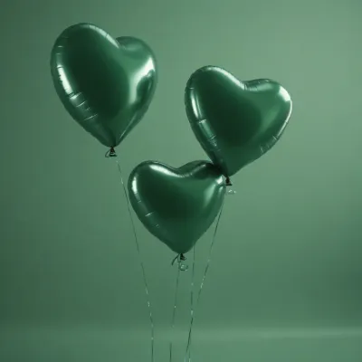 Emerald-Green Heart Balloons Floating Softly - Event - AI generated image